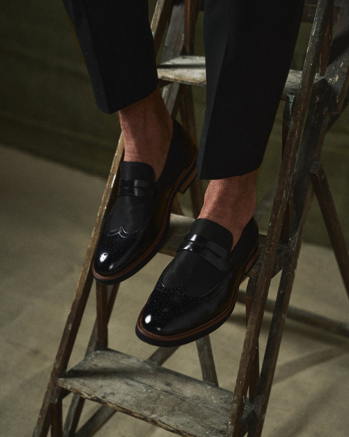 Men's Wingtip Leather Hybrid Loafers | Casual Dress Slip-On Shoes