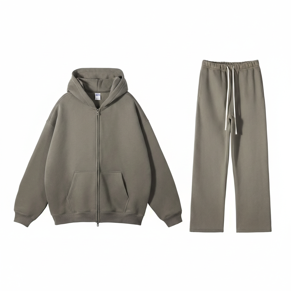 Dames Luxe 2-Delige Losse Fleece Trui met Capuchon en Joggingbroek Set VK