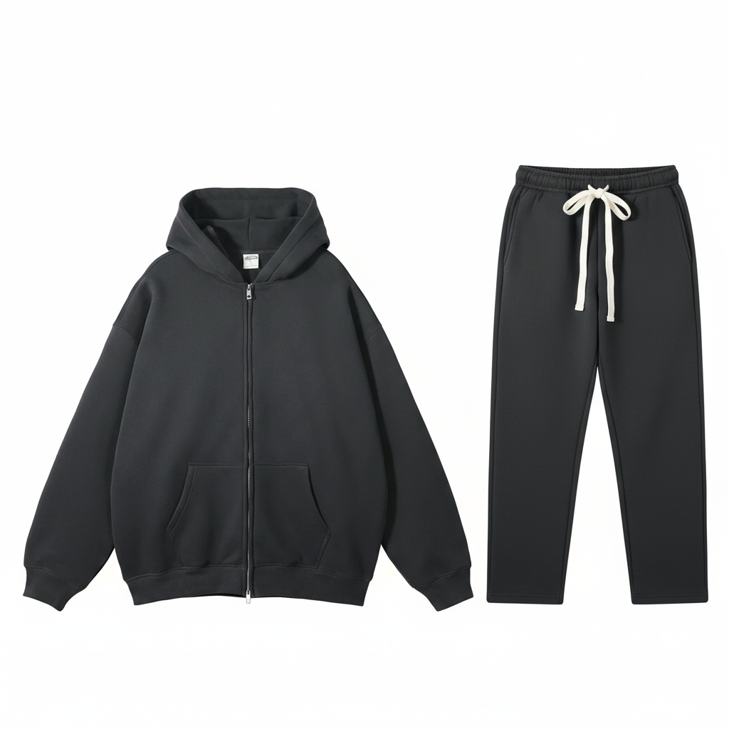 Dames Luxe 2-Delige Losse Fleece Trui met Capuchon en Joggingbroek Set VK