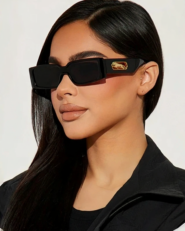 Small Retro Rectangular Leopard Print Sunglasses