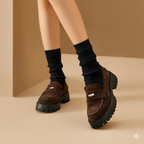 Vintage Leather Suede Platform Moccasins-HighTouch