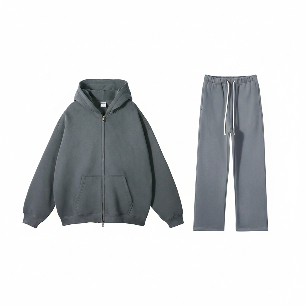 Dames Luxe 2-Delige Losse Fleece Trui met Capuchon en Joggingbroek Set VK