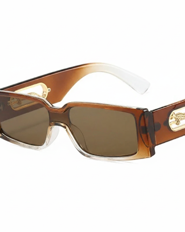 Small Retro Rectangular Leopard Print Sunglasses