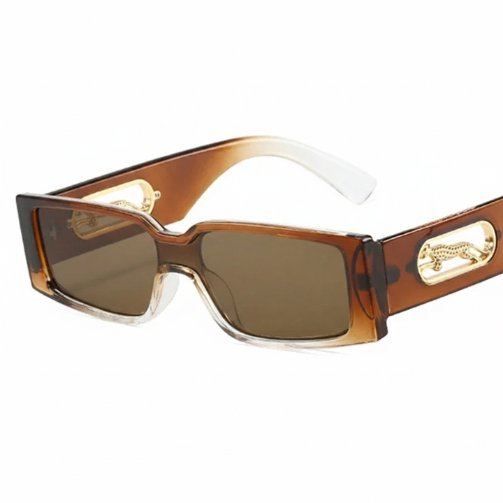 Small Retro Rectangular Leopard Print Sunglasses-HighTouch