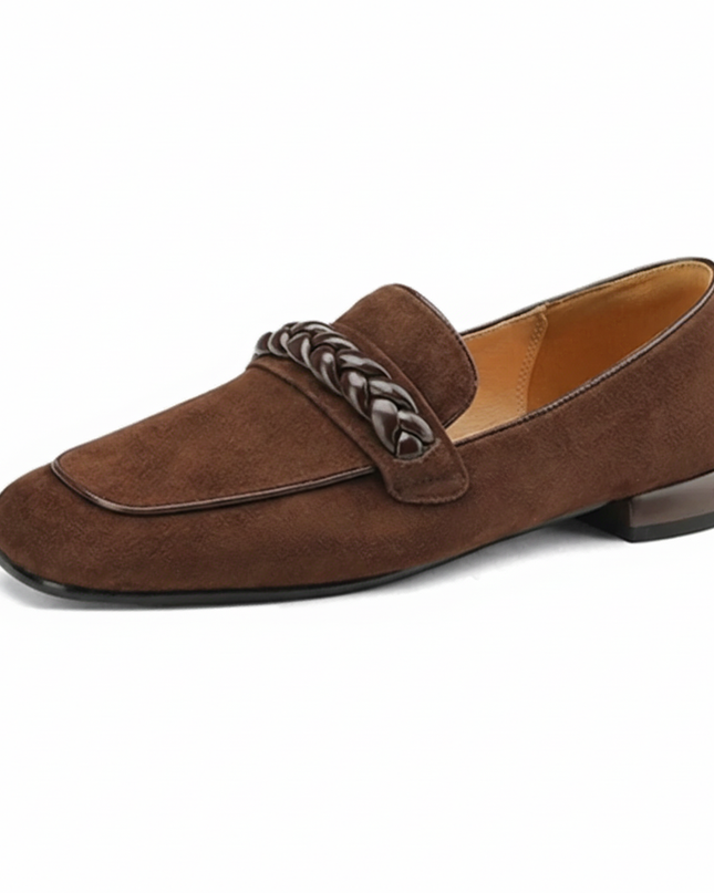 Genuine Leather Square-Toe Women’s Loafers
