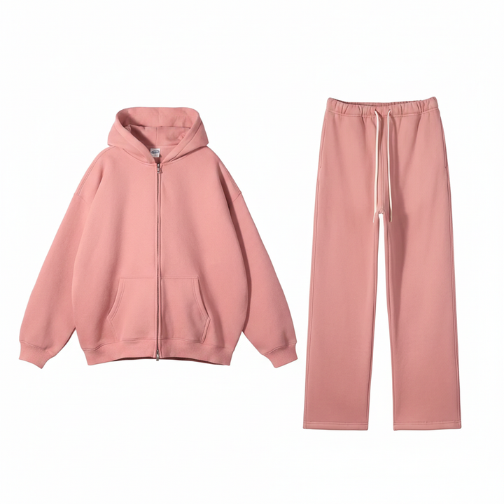 Women’s Luxe 2‑Piece Loose Fleece Hoodie & Jogger Set-HighTouch