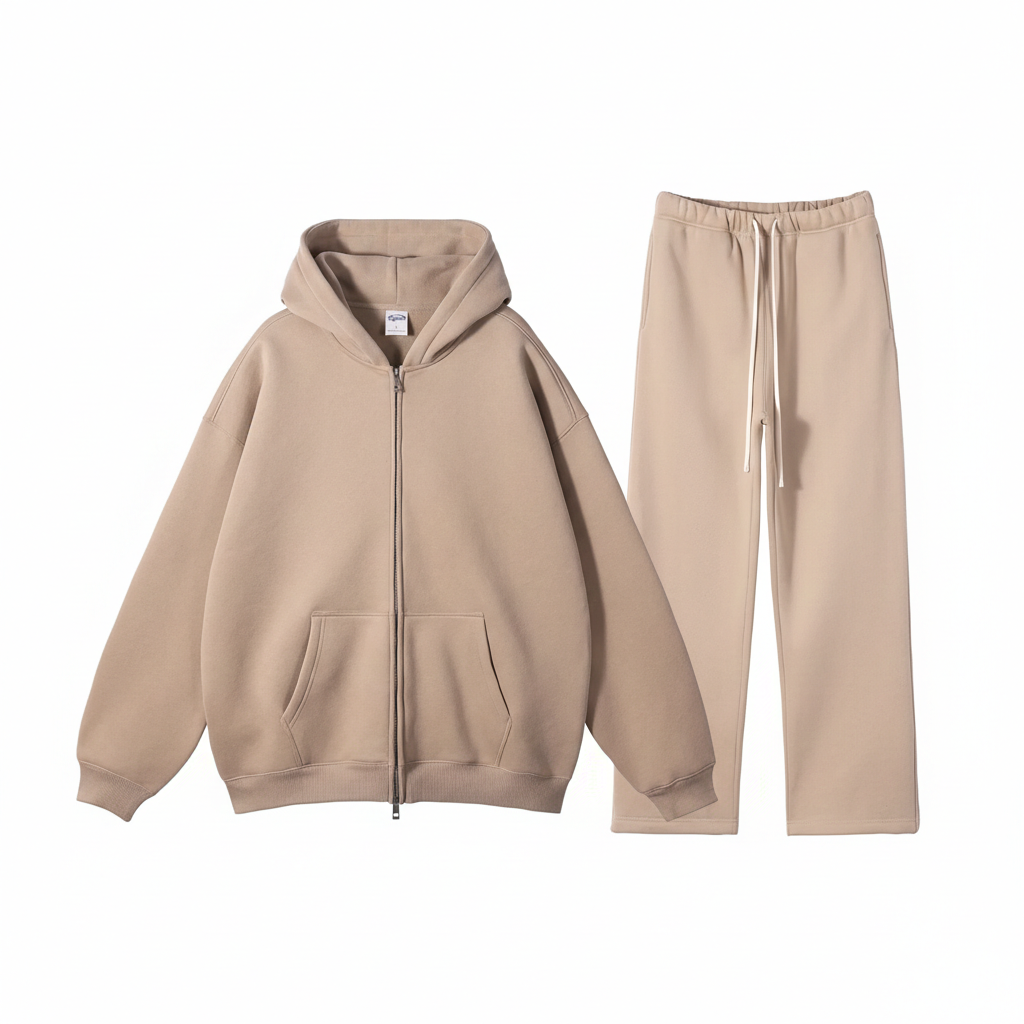 Dames Luxe 2-Delige Losse Fleece Trui met Capuchon en Joggingbroek Set VK