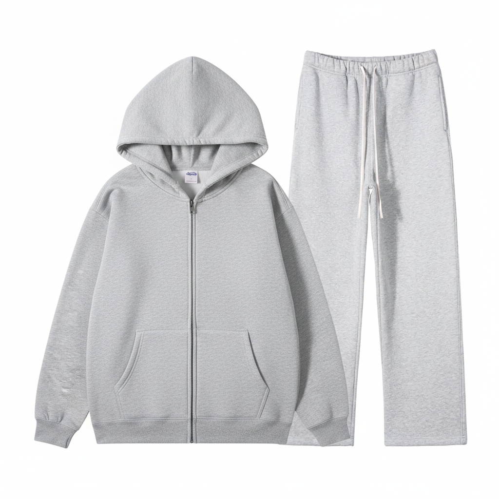 Dames Luxe 2-Delige Losse Fleece Trui met Capuchon en Joggingbroek Set VK