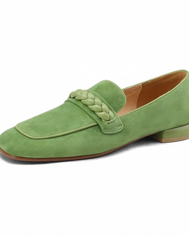 Genuine Leather Square-Toe Women’s Loafers