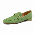Cowhide Leather Square-Toe Women’s Loafers-HighTouch