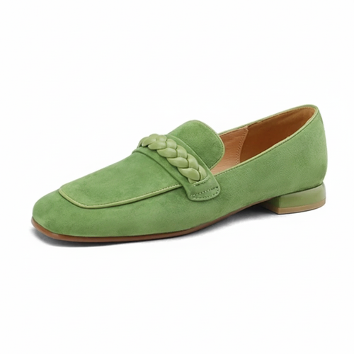 Cowhide Leather Square-Toe Women’s Loafers-HighTouch