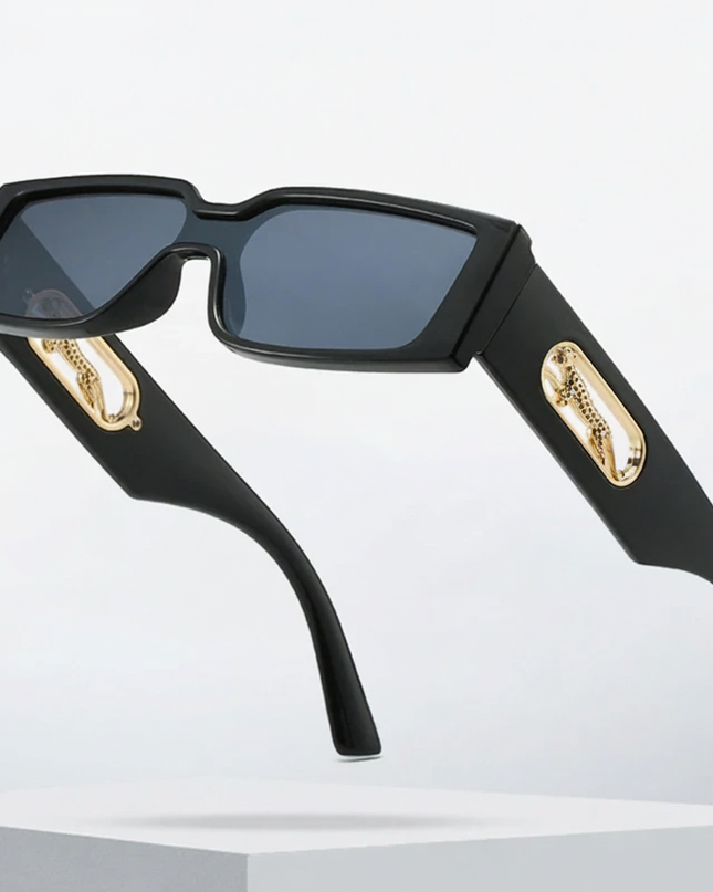 Small Retro Rectangular Leopard Print Sunglasses
