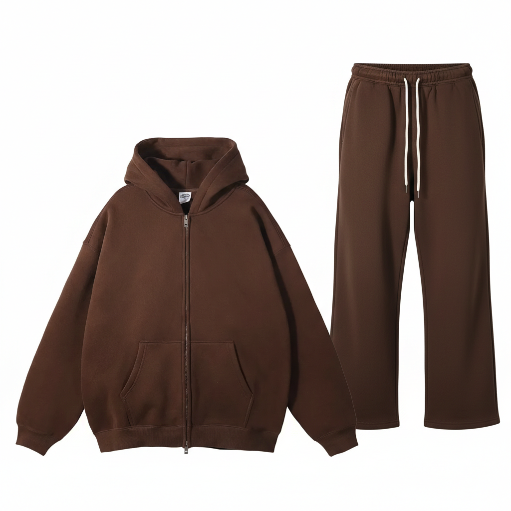 Dames Luxe 2-Delige Losse Fleece Trui met Capuchon en Joggingbroek Set VK