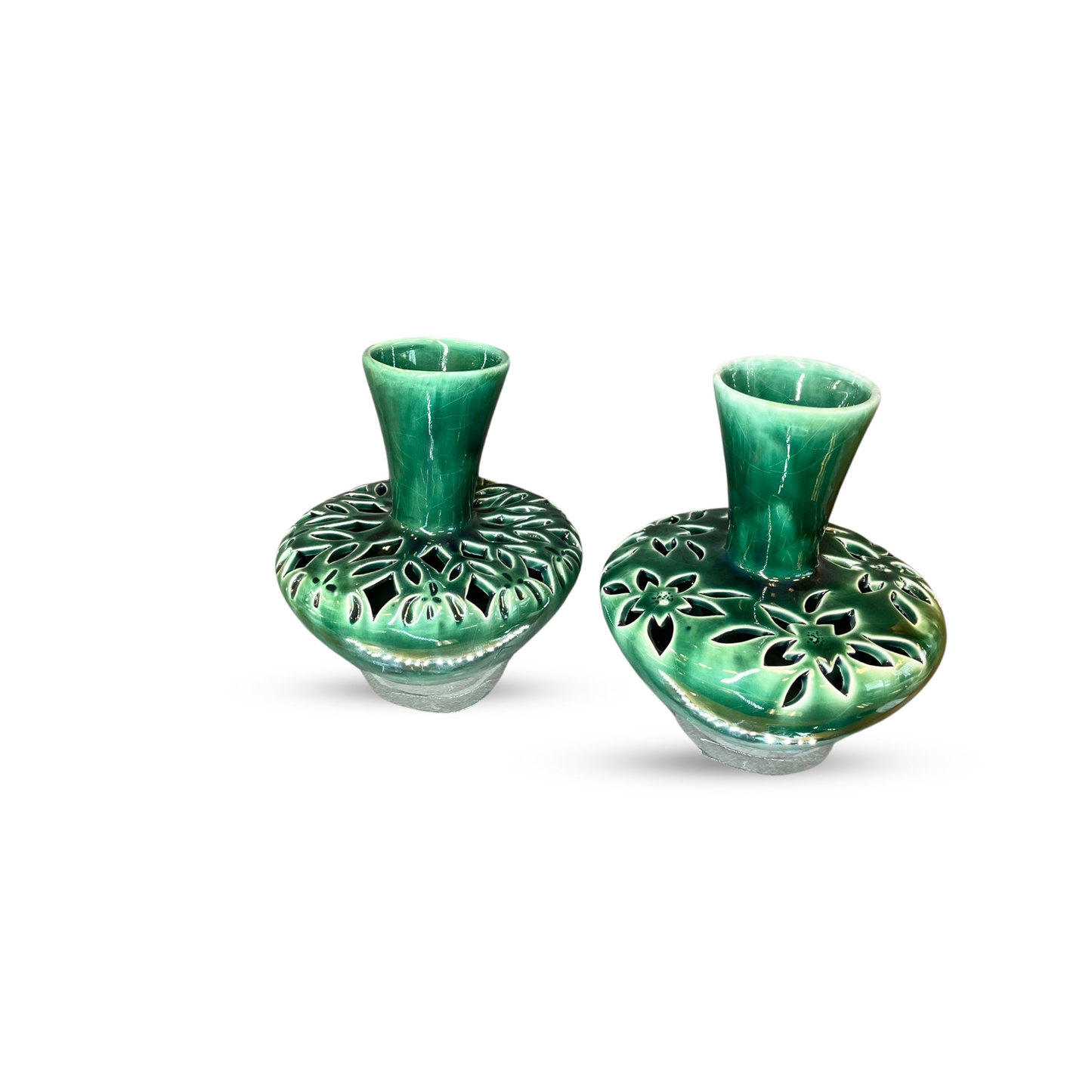 Glazed Green Tabletop Vase