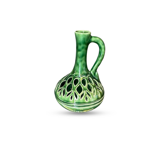 Glazed Green Handle Vase