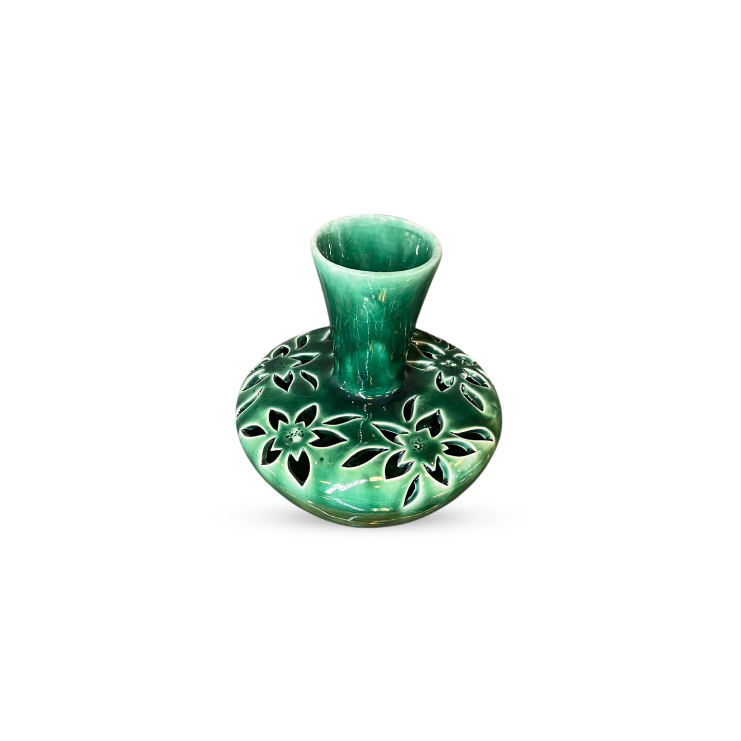 Glazed Green Tabletop Vase