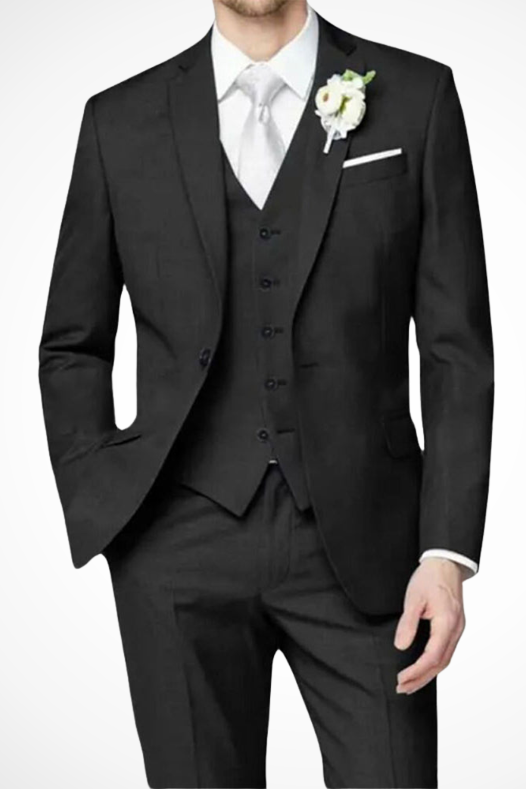 Hightouch | Men Single Breasted 3-Piece Wedding Guest Formal Suit