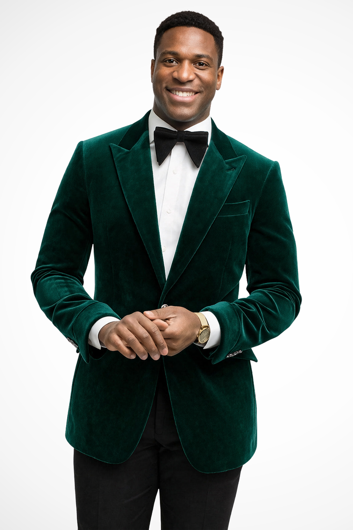 Magnusl | Men Velvet Peak Lapel Wedding Guest Blazer