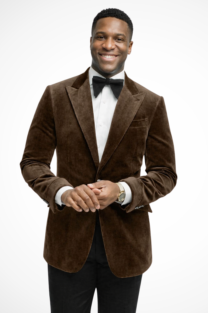 Magnusl | Men Velvet Peak Lapel Wedding Guest Blazer