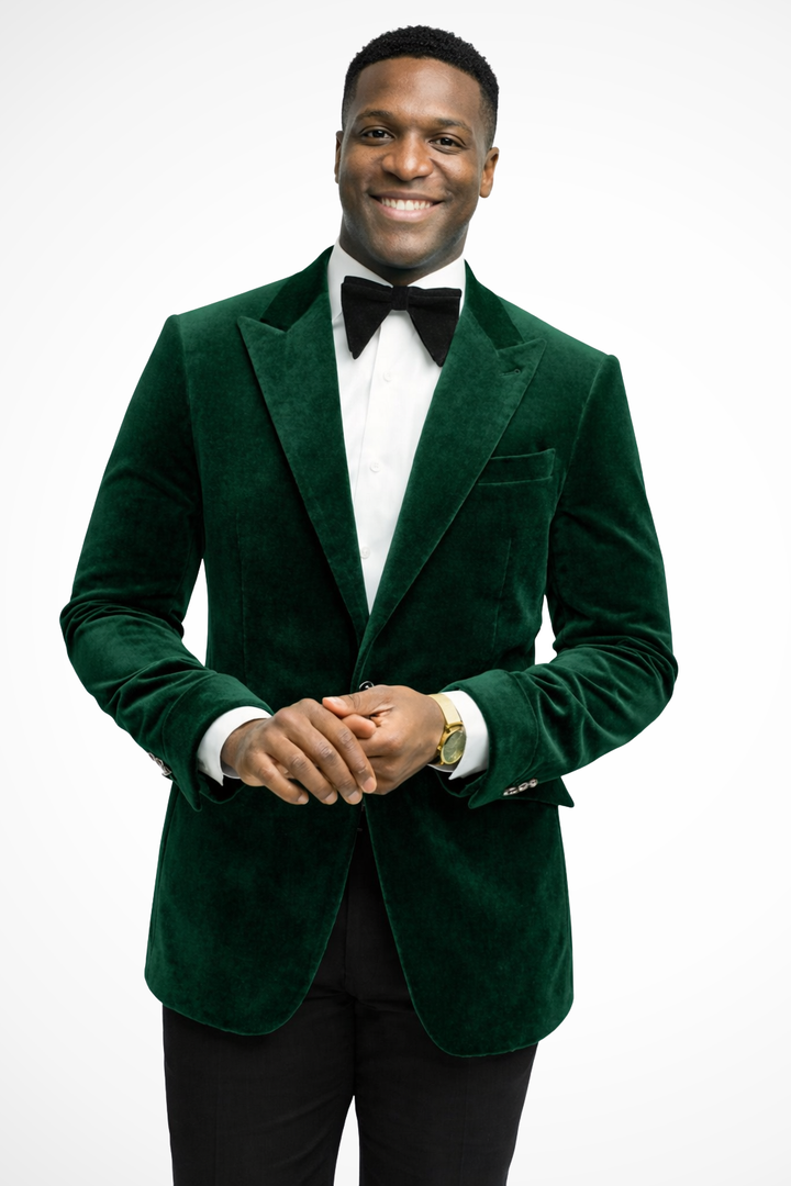 Magnusl | Men Velvet Peak Lapel Wedding Guest Blazer