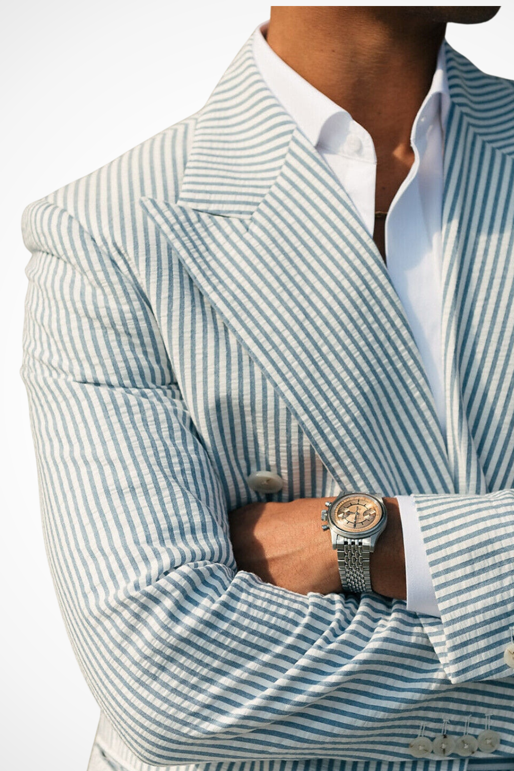 Hightouch | Men Seersucker Double Breasted 2-Piece Wedding Guest Suit