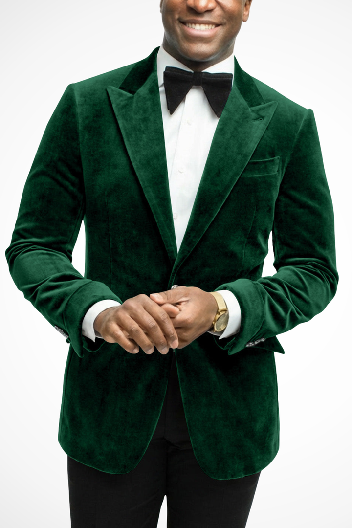 Magnusl | Men Velvet Peak Lapel Wedding Guest Blazer