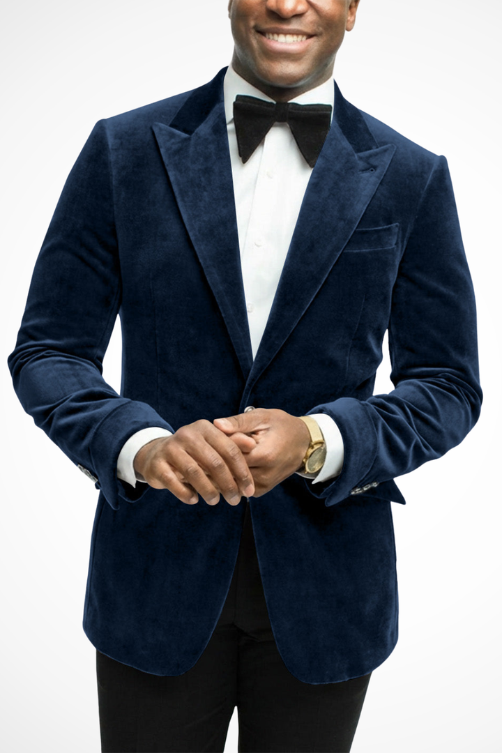Magnusl | Men Velvet Peak Lapel Wedding Guest Blazer