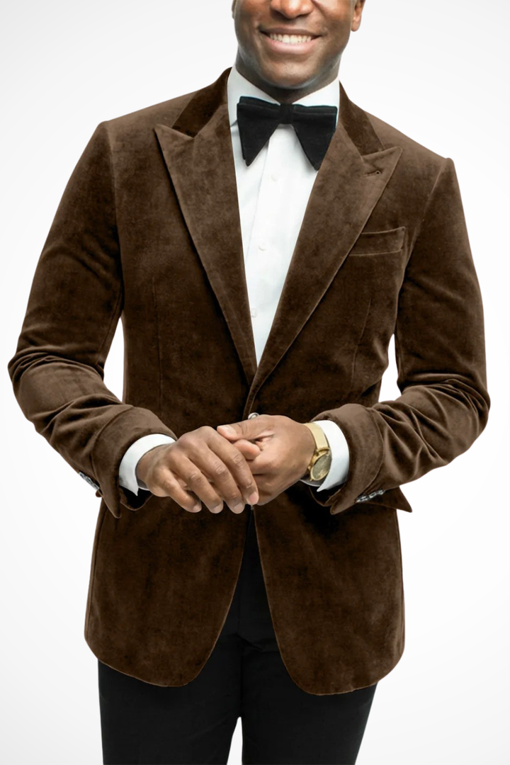 Magnusl | Men Velvet Peak Lapel Wedding Guest Blazer
