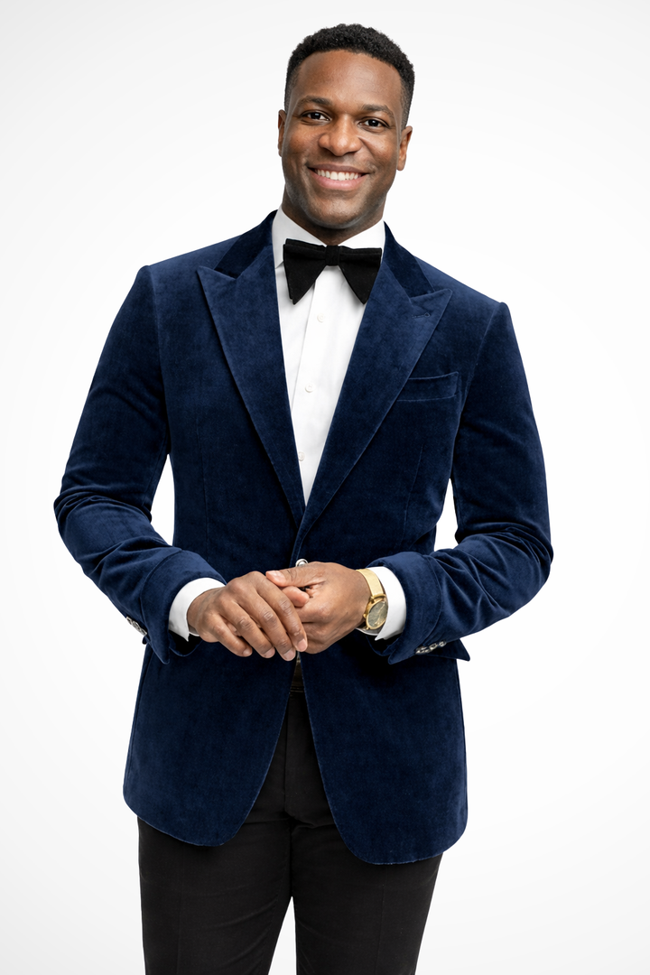 Magnusl | Men Velvet Peak Lapel Wedding Guest Blazer