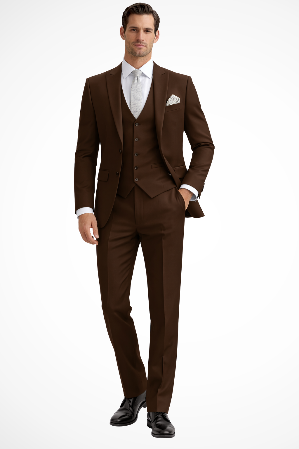 Hightouch | Men Slim Fit 3-Piece Wedding Guest Peak Lapel Suit