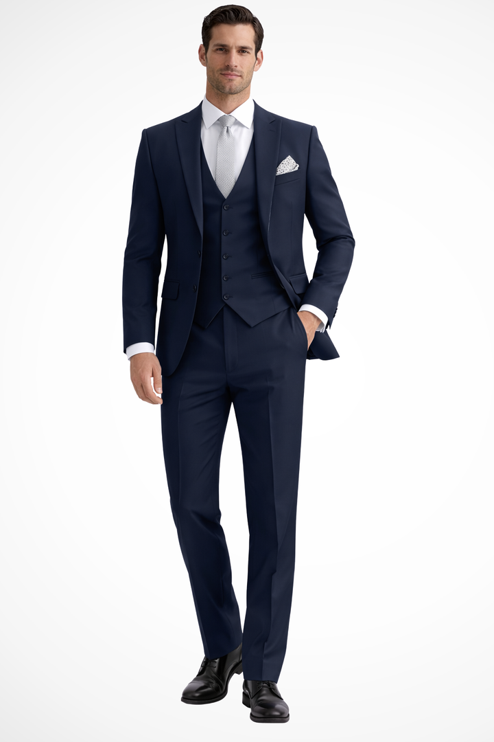 Hightouch | Men Slim Fit 3-Piece Wedding Guest Peak Lapel Suit