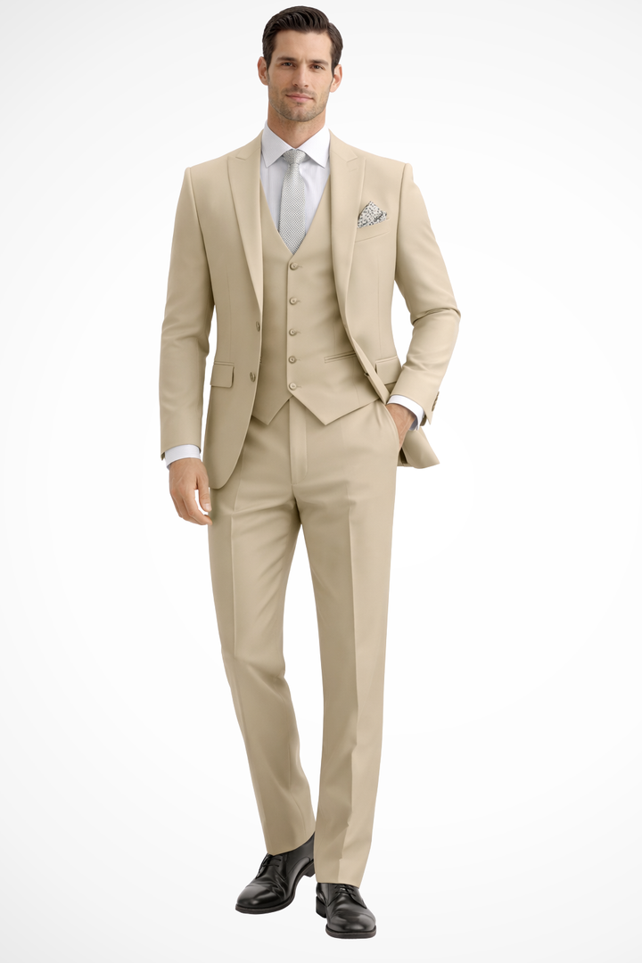 Hightouch | Men Slim Fit 3-Piece Wedding Guest Peak Lapel Suit