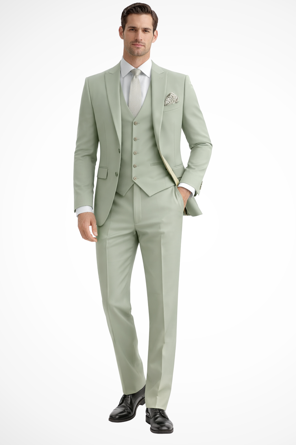 Hightouch | Men Slim Fit 3-Piece Wedding Guest Peak Lapel Suit