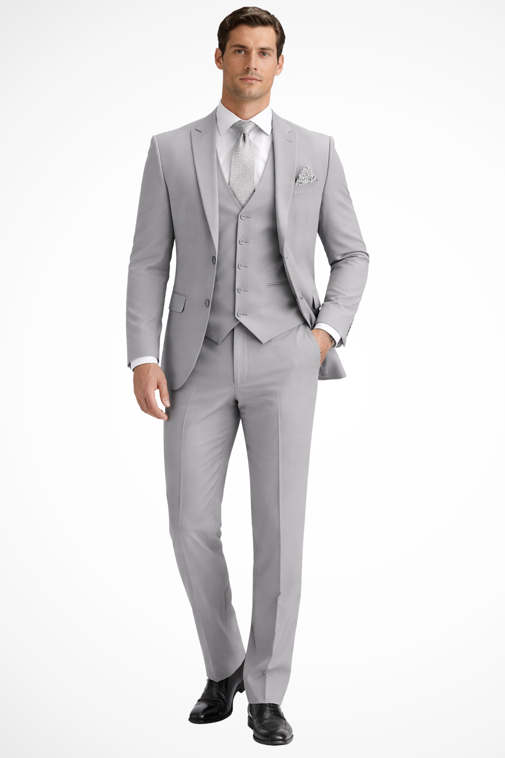 Hightouch | Men Slim Fit 3-Piece Wedding Guest Peak Lapel Suit