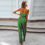 Sandy | Women's Strapless Tie Waist Wide Leg Jumpsuit