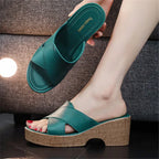 Women’s Chunky Heel Platform Wedge Sandals – Open Toe Jute Summer Shoes-HighTouch