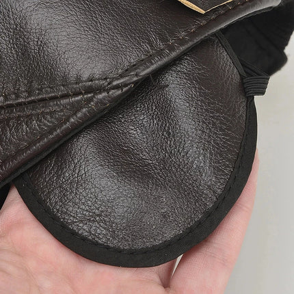 Genuine Leather Earflap Baseball Cap – Real Cowhide Winter Warmth