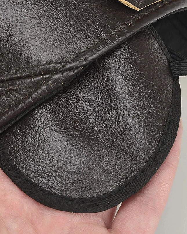 Genuine Leather Earflap Baseball Cap – Real Cowhide Winter Warmth