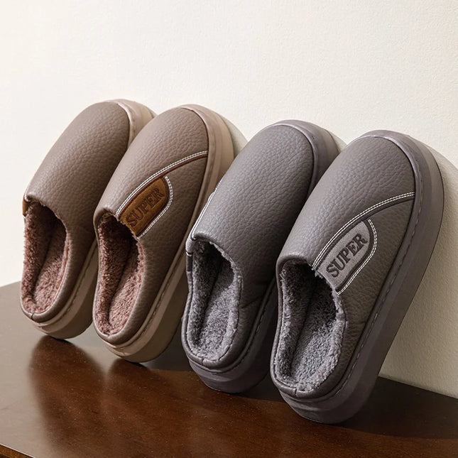 Men's Extra Large Winter Indoor Slippers – HeatTech Non-Slip Thick Sole with Printed Design