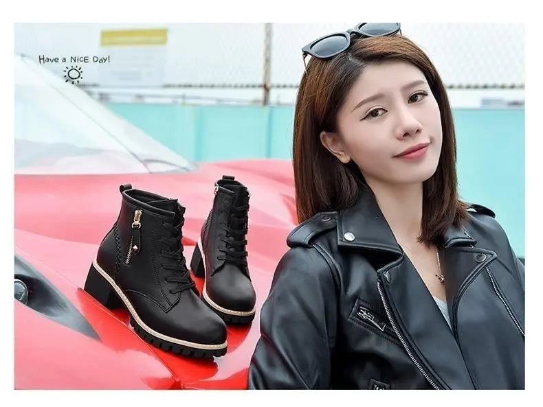 Women’s Chunky Heel Ankle Boots – Stylish Comfort & Lift