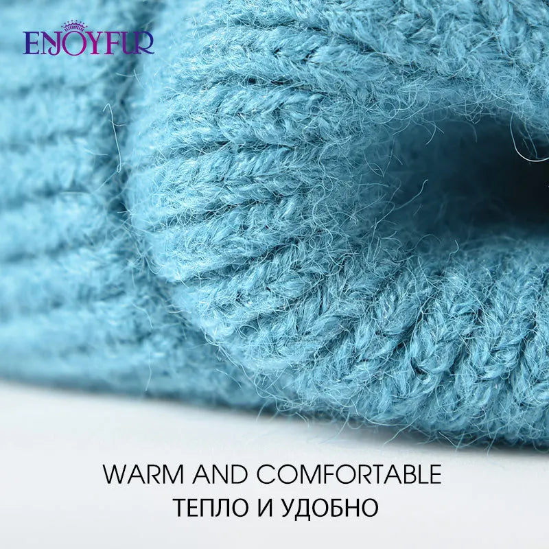 Enjoy Fur Women’s Winter Knit Ponytail Beanie-HighTouch