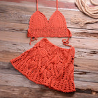 Liora - Women Crochet Halter Bikini Cover Up Set