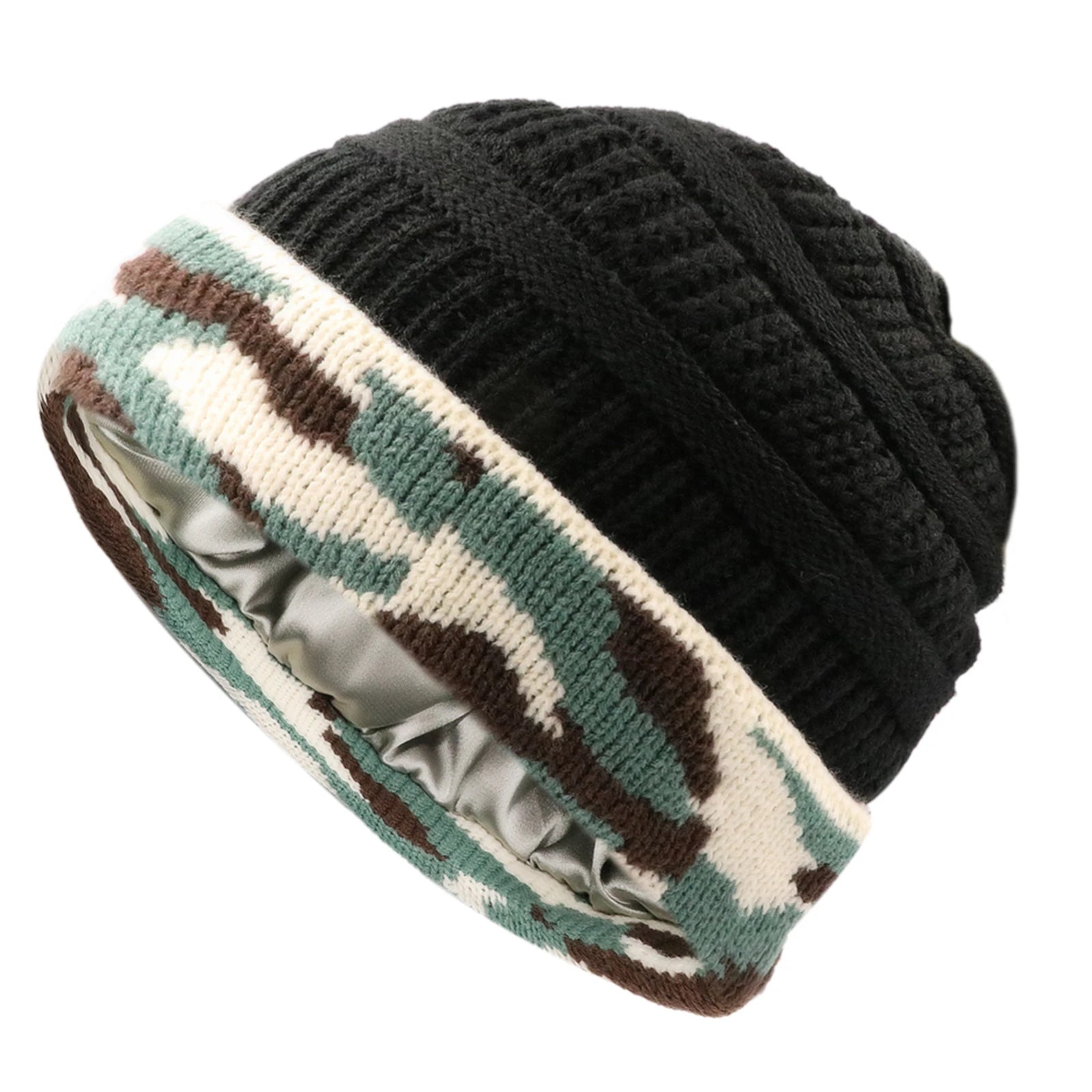 Women’s Silk-Satin Lined Chunky Knit Beanie