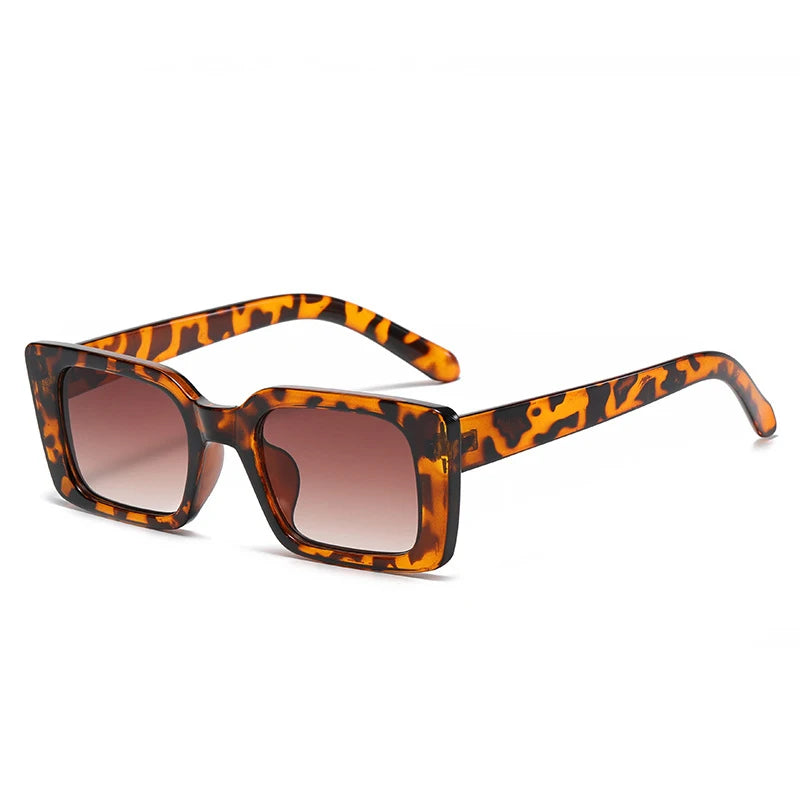 SO&EI Small Rectangle Leopard Sunglasses – Unisex Trendy UV400 Shades