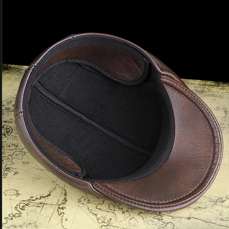 Cowhide Leather Dad Hat Without Ear-HighTouch