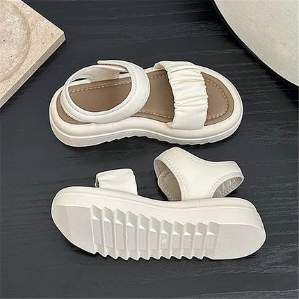 Women’s Thick Sole Cross Slide Slippers – Open Toe Summer Outdoor Flats