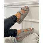 Double Strap Women’s Flat Sandals – Soft Outdoor Summer Beach Shoes-HighTouch