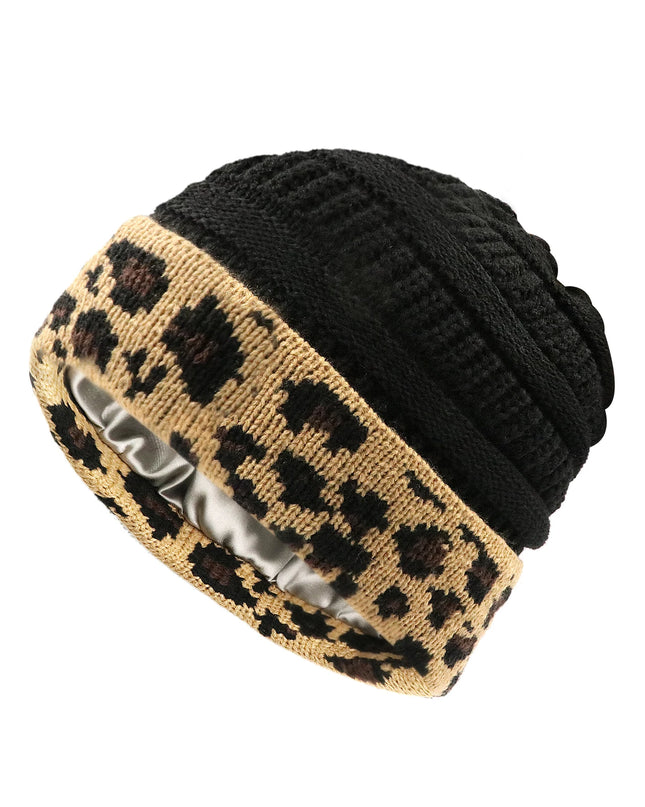 Women’s Silk-Satin Lined Chunky Knit Beanie