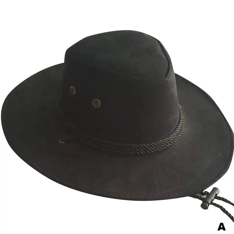 Western Cowboy Hat for Men – Wide Brim Breathable Adjustable Fit Summer Sun Protection-HighTouch