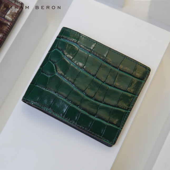 Hiram Beron Custom Name Crocodile Pattern Leather Wallet